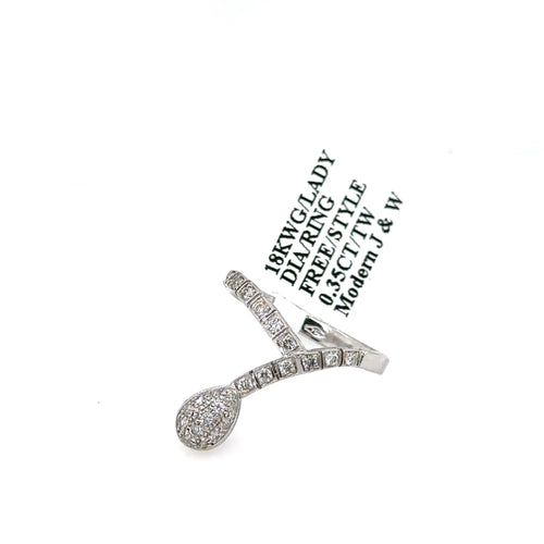18k White Gold 0.35 CT Diamond Ladies free Style Ring 3.06g, Size 6, S106986