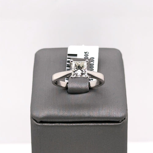 14k White Gold 1.05CT Princess Cut Diamond Engagement Ring 3.7gm Size 7 S107490