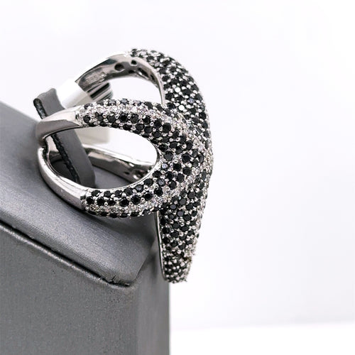 14k White Gold Starfish black & white Diamond Ring  14.5g Size 7 S100535