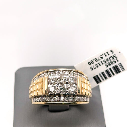 10k Yellow Gold 2.00 CT Diamond Men's Wedding Ring, 9.9g, Size 9.75