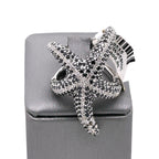 14k White Gold Starfish black & white Diamond Ring  14.5g Size 7 S100535