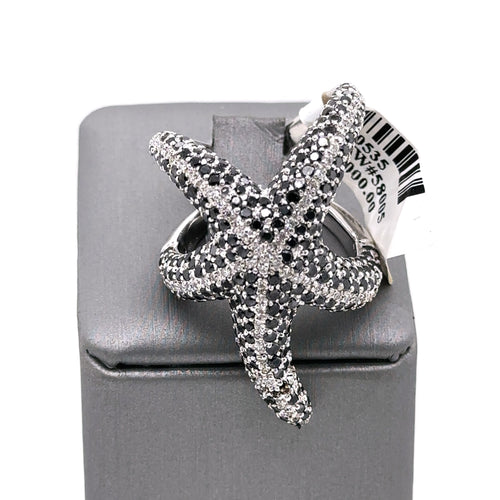 14k White Gold Starfish black & white Diamond Ring  14.5g Size 7 S100535