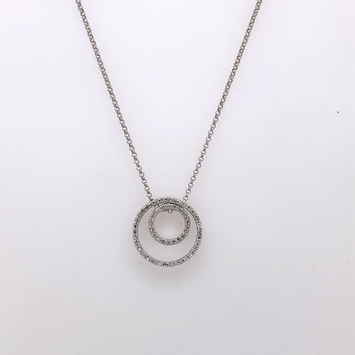14k White Gold 0.50 CT Diamond Ladies Circle Pendant Necklace, 4.7g, S14636