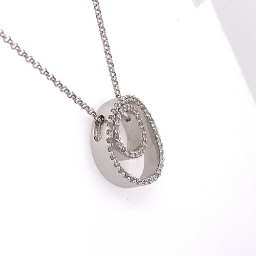 14k White Gold 0.50 CT Diamond Ladies Circle Pendant Necklace, 4.7g, S14636
