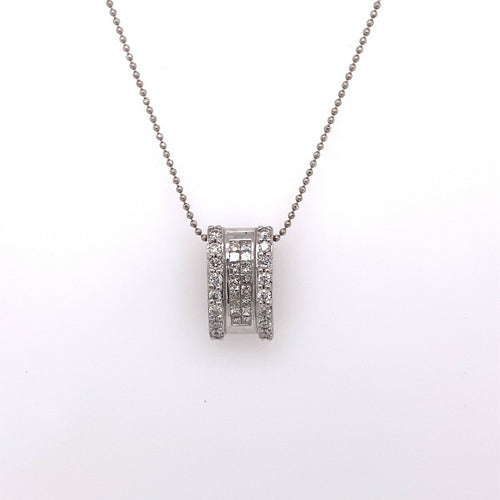 14k White Gold 1.00 CT Diamond Pendant Necklace, 5.4g, 18", S14637