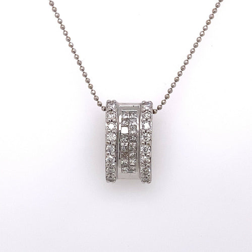 14k White Gold 1.00 CT Diamond Pendant Necklace, 5.4g, 18", S14637