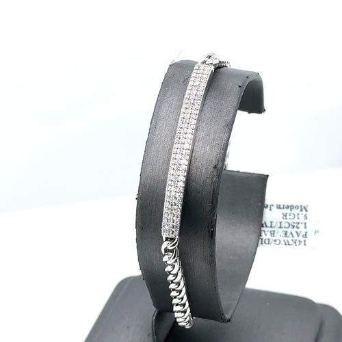 14k White Gold 1.25 CT Pave Diamond Bracelet, 7", 9.1g, S14912