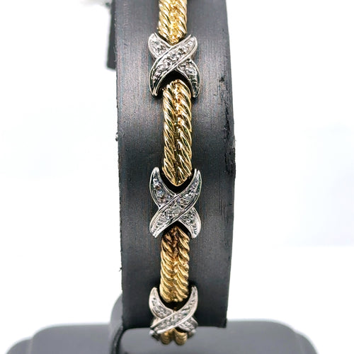 14k Two Tone Gold 0.50 CT Ladies Diamond Bracelet, 12.5gm, 7", S102824