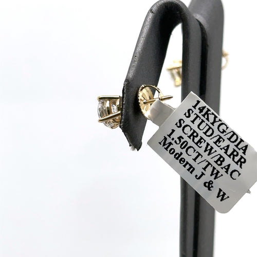 14k Yellow Gold 1.50 CT Diamond Stud Earrings, S107500