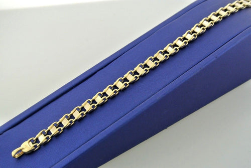 Solid 14k Yellow Gold Fancy Men's Chain Bracelet, 26.1gm, 8", S104191