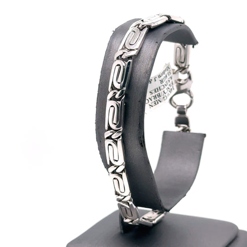14k White Gold Fancy Men's Chain Bracelet, 31.6g, 8.5", S103646