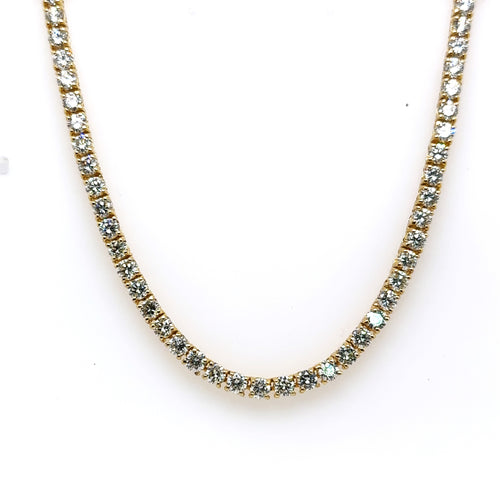 14k Yellow Gold 24.50 Ct Diamond Tennis Necklace, 38.5g, 22",  S107519