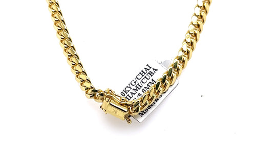 10k Yellow Gold Miami Cuban Link Chain necklace, 24", 43.7g, 5mm, S106336
