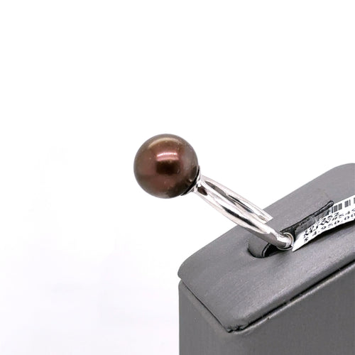 18k White Gold 11.5mm Tahitian Brown Pearl Ladies Ring, 7.2g, Size 6.75, S107252