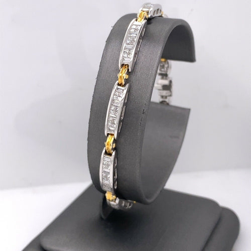 14k Two Tone Gold 5.00 CT Diamond Tennis Bracelet, 7.5", S100516