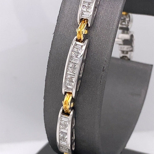 14k Two Tone Gold 5.00 CT Diamond Tennis Bracelet, 7.5", S100516