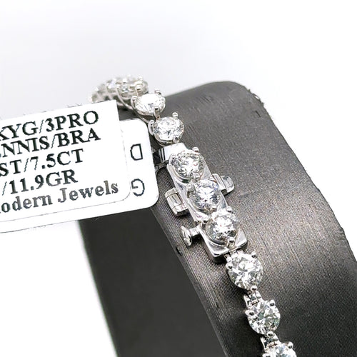 14k White Gold 7.5CT Diamond Tennis Ladies Bracelet, 11.9g, 7", S15162