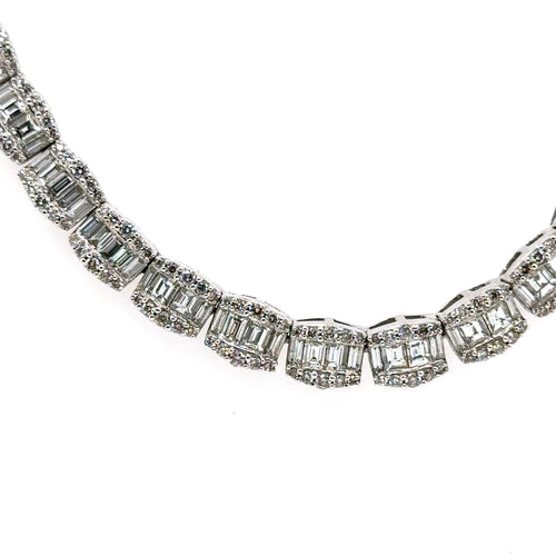 14k White Gold 21.50 CT Diamond Men's Tennis Necklace, 62.0G, 20", S106624