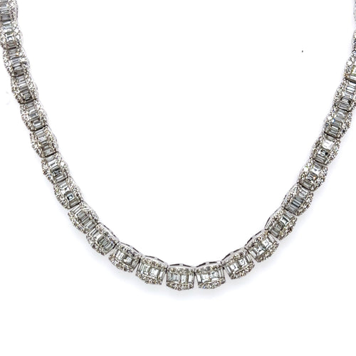 14k White Gold 21.50 CT Diamond Men's Tennis Necklace, 62.0G, 20", S106624