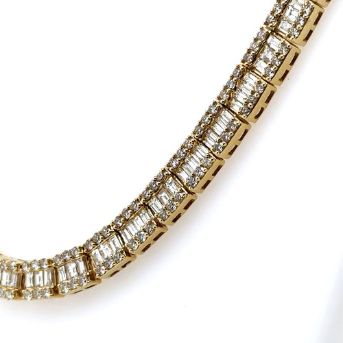 14k Yellow Gold 22.50 CT Diamond Tennis Necklace, 20", 54.1gm, S107503