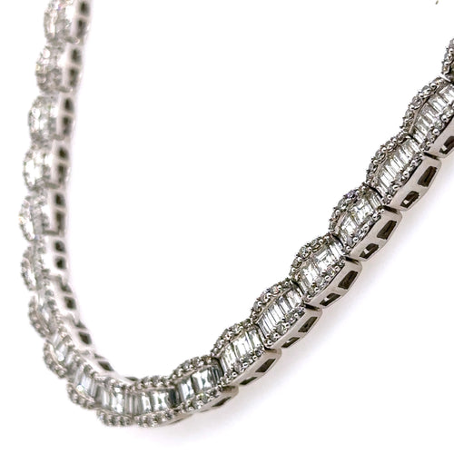 14k White Gold 21.50 CT Diamond Men's Tennis Necklace, 62.0G, 20", S106624