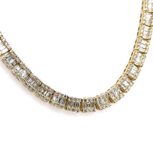 14k Yellow Gold 22.50 CT Diamond Tennis Necklace, 20", 54.1gm, S107503