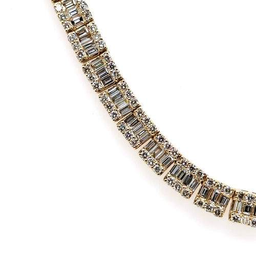 14k Yellow Gold 22.50 CT Diamond Tennis Necklace, 20", 51.4gm, S107503