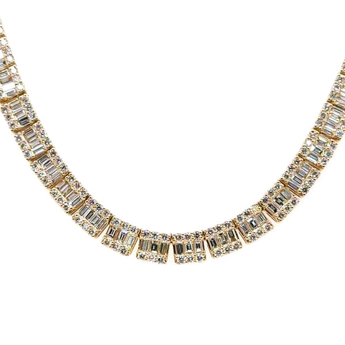 14k Yellow Gold 22.50 CT Diamond Tennis Necklace, 20", 51.4gm, S107503