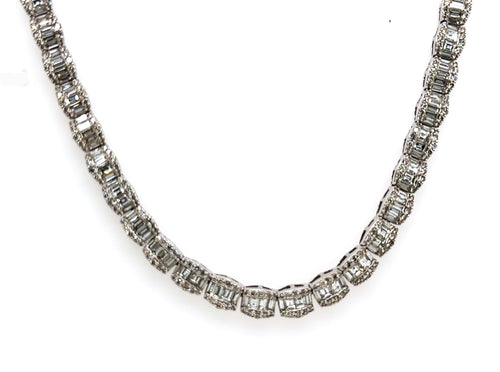 14k White Gold 21.50 CT Diamond Men's Tennis Necklace, 62.0G, 20", S106624