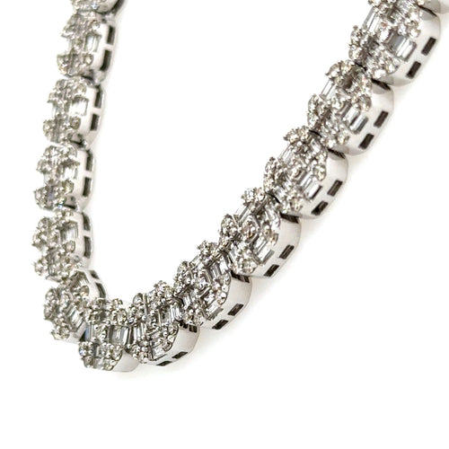 14k White Gold 22.50 CT Diamond Mens Tennis Necklace, 65.4g, 20", S107504