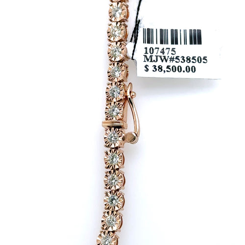 14k Rose Gold 8.00CT Diamond Tennis Necklace, 20", 31.2G S107475