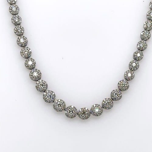 14k White Gold 7.50 CT Diamond Tennis Necklace, 21.4g, 16", S106771