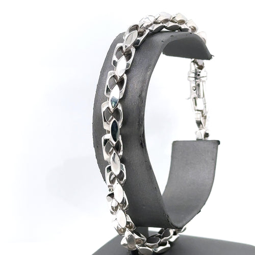 14k White Gold Fancy Men's Chain Bracelet, 35.9g, 8", S107551
