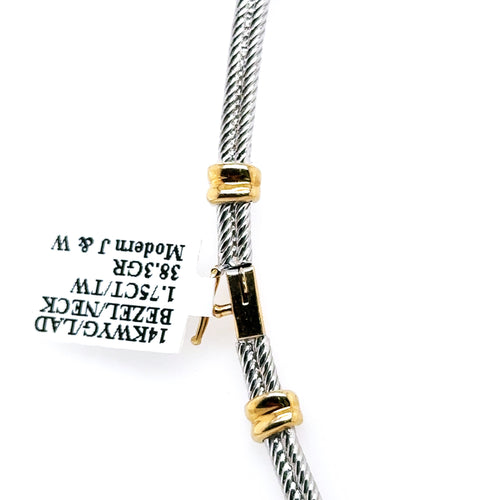 14k Yellow White Gold 1.75CT Diamond Bezel necklace, 38.3gm, S107548