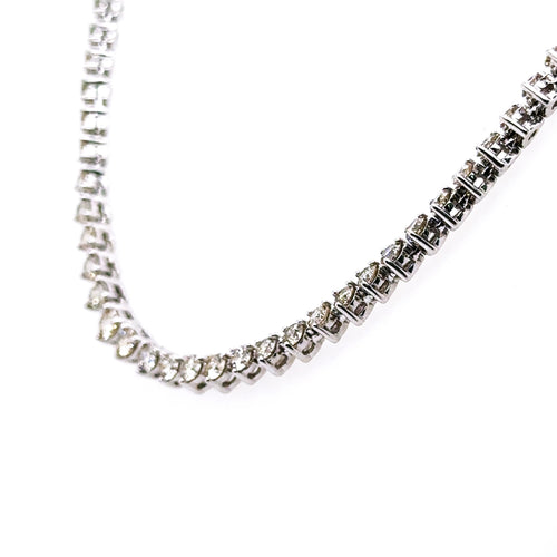 14K White Gold 6.00 CT Diamond Tennis Necklace, 17", 17.0g, S15328