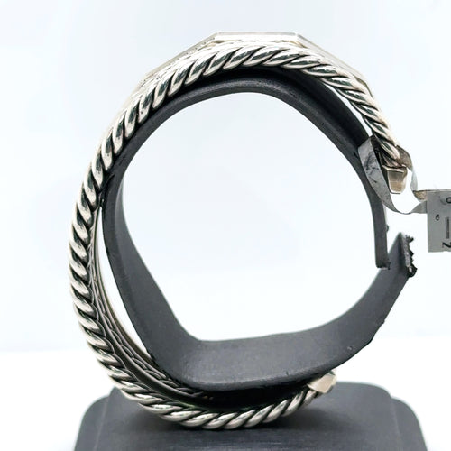 David Yurman Stax Narrow Cuff Bracelet with Diamonds, 58.6Gm, Open Cuff