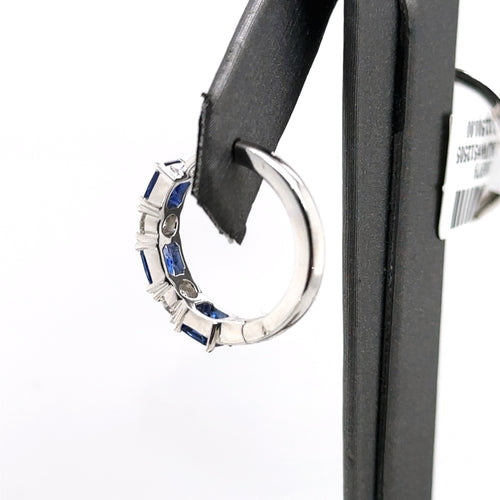 18k White Gold 2.16CT Diamond & Sapphire hoop Earrings, 5.4gm, S106979