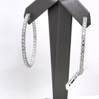 14k White Gold 6.45 CT Diamond Inside Out Hoop Earrings, 13.6gm, S107567