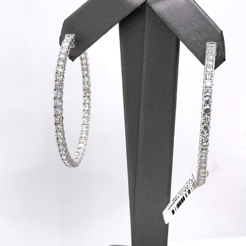 14k White Gold 6.45 CT Diamond Inside Out Hoop Earrings, 13.6gm, S107567