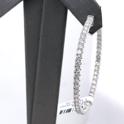 14k White Gold 6.00CT Diamond Inside Out Hoop Earrings, 13.3gm, S107566