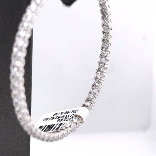 14k White Gold 6.00CT Diamond Inside Out Hoop Earrings, 13.3gm, S107566