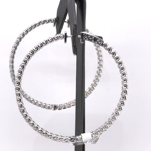 14k White Gold 6.00CT Diamond Inside Out Hoop Earrings, 13.3gm, S107566