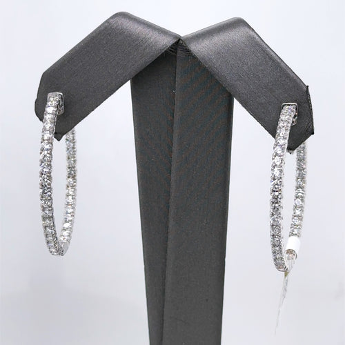 14k White Gold 2.80CT Diamond Inside Out Hoop Earrings, 7.9gm, S107564