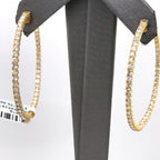 14k Yellow Gold  4.00CT Diamond Inside Out Hoop Earrings, 9.6gm, S107570