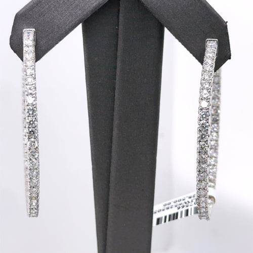 14k White Gold 6.00CT Diamond Inside Out Hoop Earrings, 13.3gm, S107566