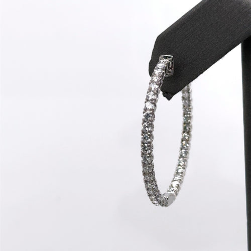 14k White Gold 2.80CT Diamond Inside Out Hoop Earrings, 7.9gm, S107564