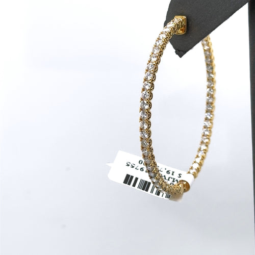 14k Yellow Gold  4.00CT Diamond Inside Out Hoop Earrings, 9.6gm, S107570