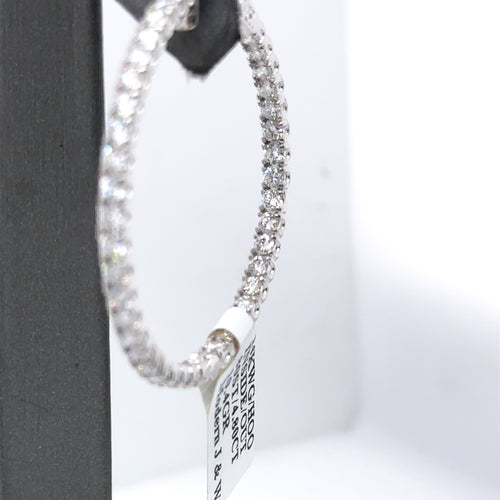 14k White Gold 4.80CT Diamond Inside Out Hoop Earrings, 10.4gm, S107568