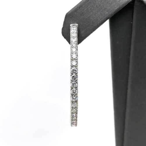 14k White Gold 4.80CT Diamond Inside Out Hoop Earrings, 10.4gm, S107568