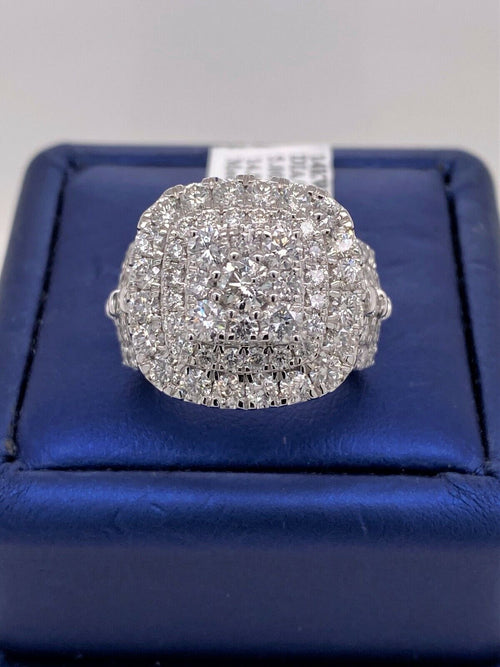 14k White Gold 5.00 CT Diamond Cluster Ladies Ring, 14g, Size 7, S14685